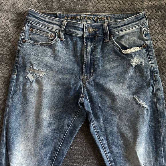 American Eagle Outfitters Blue Slim Jeans Distressed - Picture 9 of 13